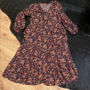 Old navy Size small burgundy floral midi dress